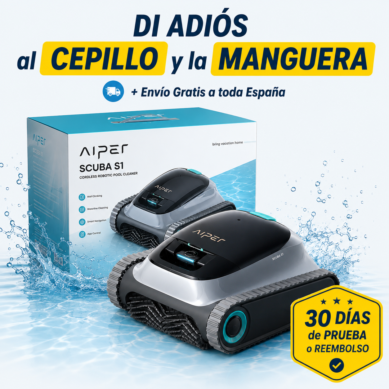 Robot Limpiapiscinas Aiper  – Tu Piscina Siempre Lista, Sin Mover Un Dedo