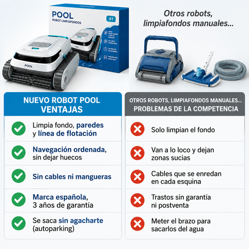 Pooldroid 5000 TotalClean – Tu piscina limpia sola mientras tú te bañas